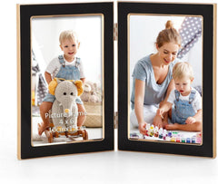 Doppelter Bilderrahmen Schwarz 10x15cm Fotorahmen Gehärtetes Glas