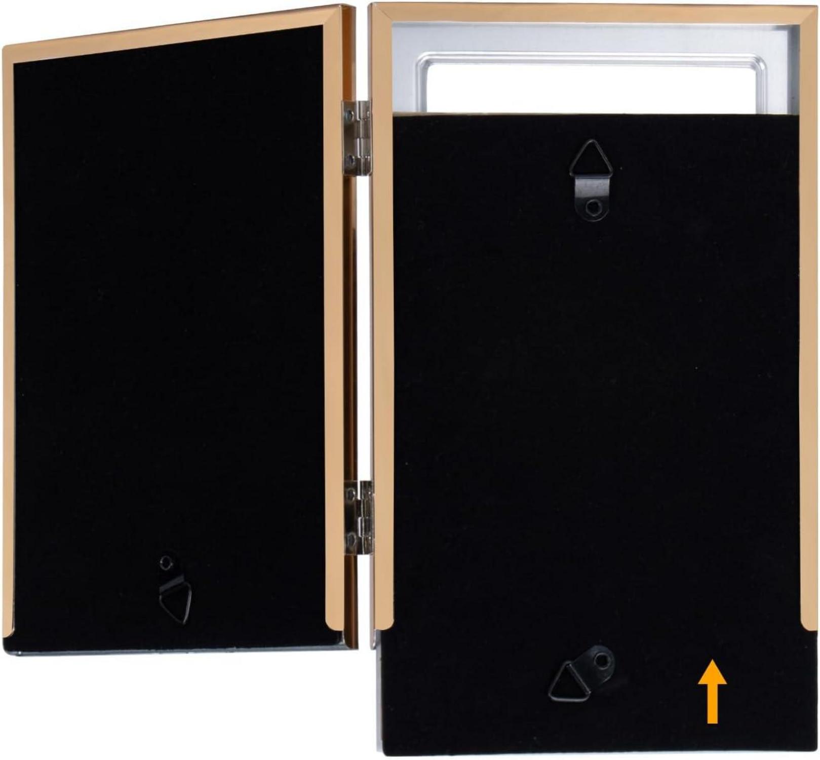 Doppelter Bilderrahmen 10x15cm Schwarz Fotorahmen Glas Metallumrandung