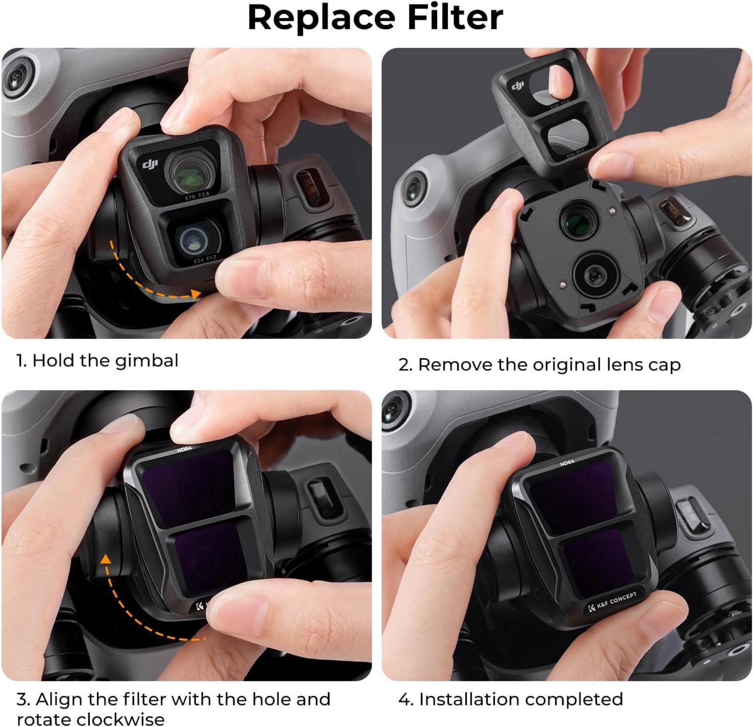 ND Filterset DJI Air 3: ND8 ND16 ND32 ND64 Gläser 4er Pack