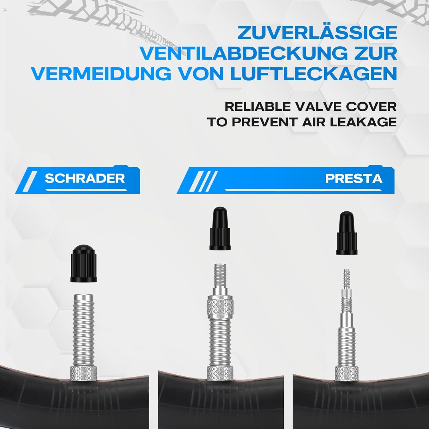 Fahrradventil Adapter Set 8x DV SV AV Französisches Ventil Kompressor