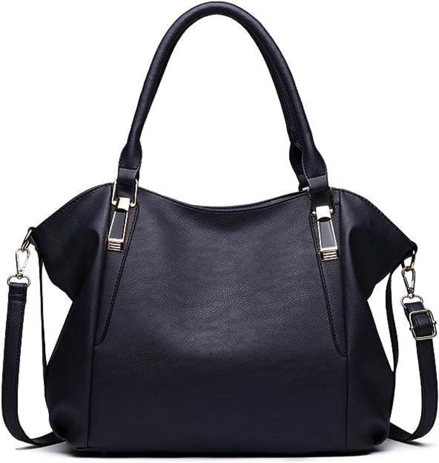 Elegante Miss Lulu Navy PU Leder Umhängetasche 33x30x12cm