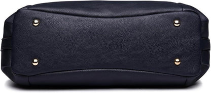 Elegante Miss Lulu Navy PU Leder Umhängetasche 33x30x12cm