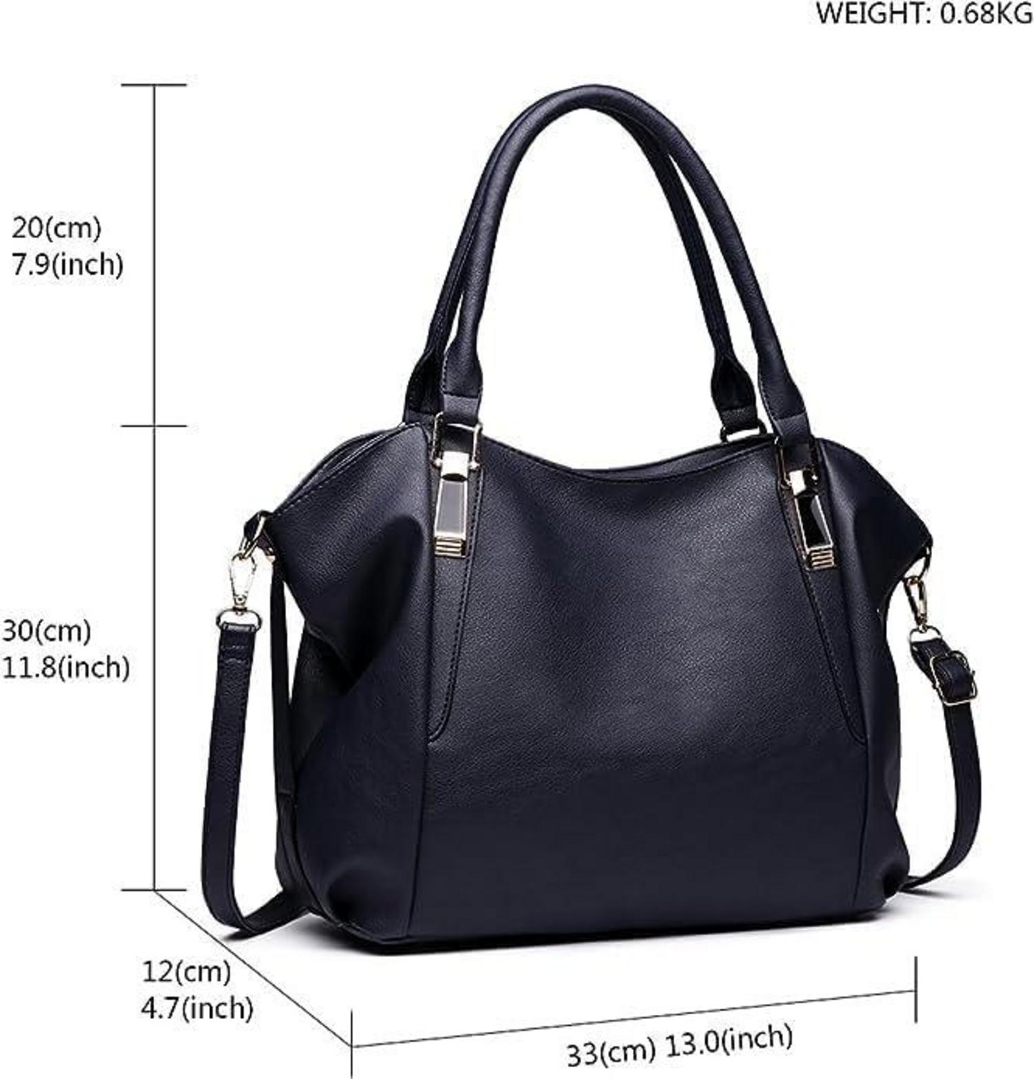 Miss Lulu Tote Tasche Umhängetasche Schultertasche Mode groß Handtasche Damen Büro Schule Shopping PU Leder Navy
