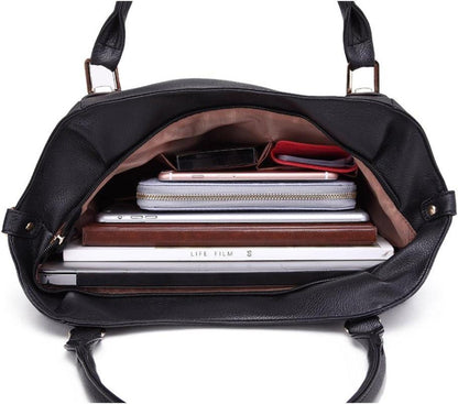 Große Tote Tasche Umhängetasche Schultertasche Damen PU Leder Navy