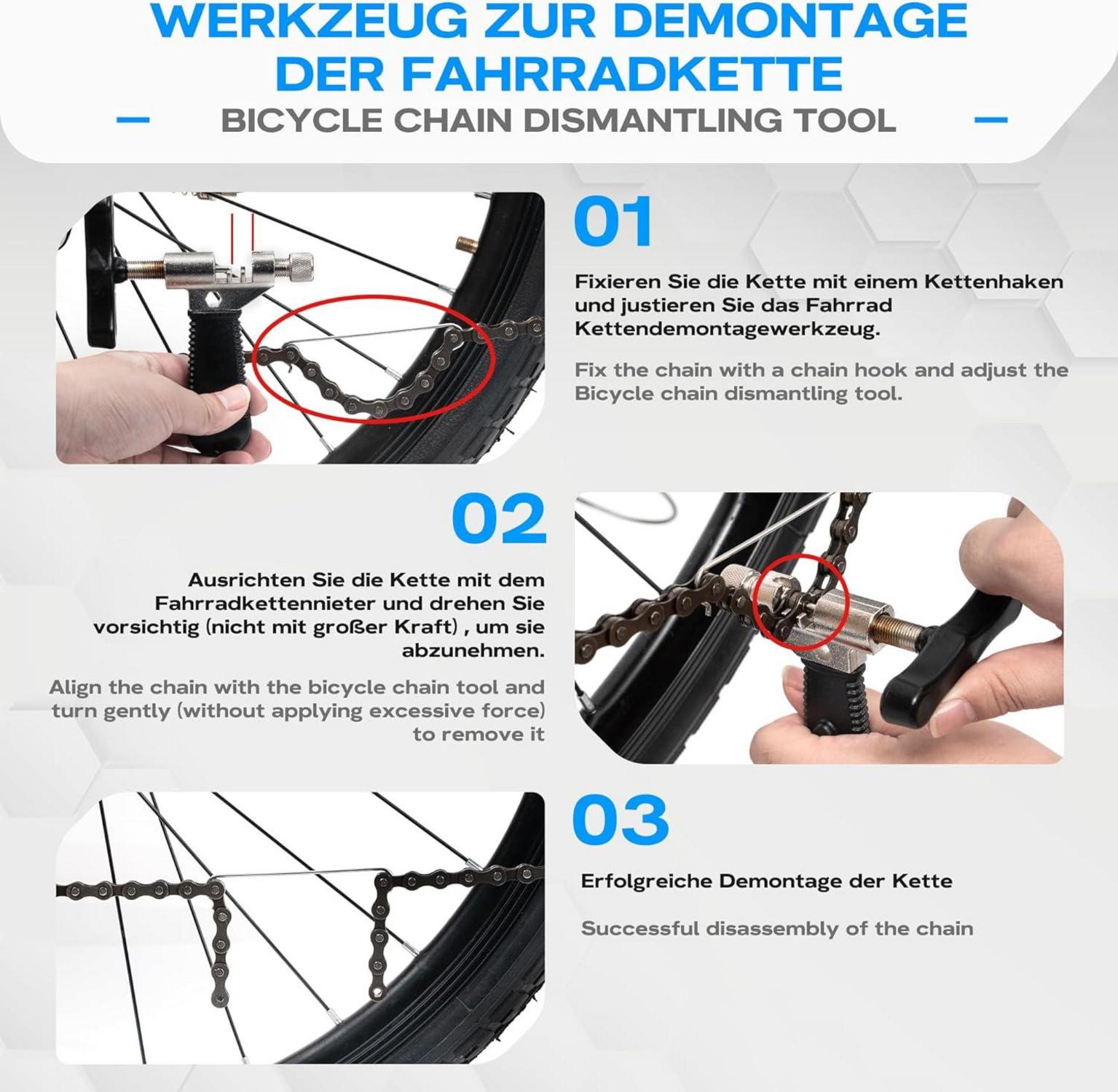 Kettennieter Fahrrad Set 6-12 Fach Reparatur Werkzeug Universal