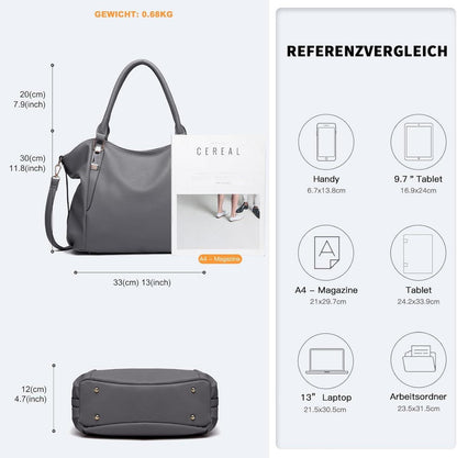 Miss Lulu Damen Handtasche Groß Tote Bag abnehmbarer Schultergurt PU Leder