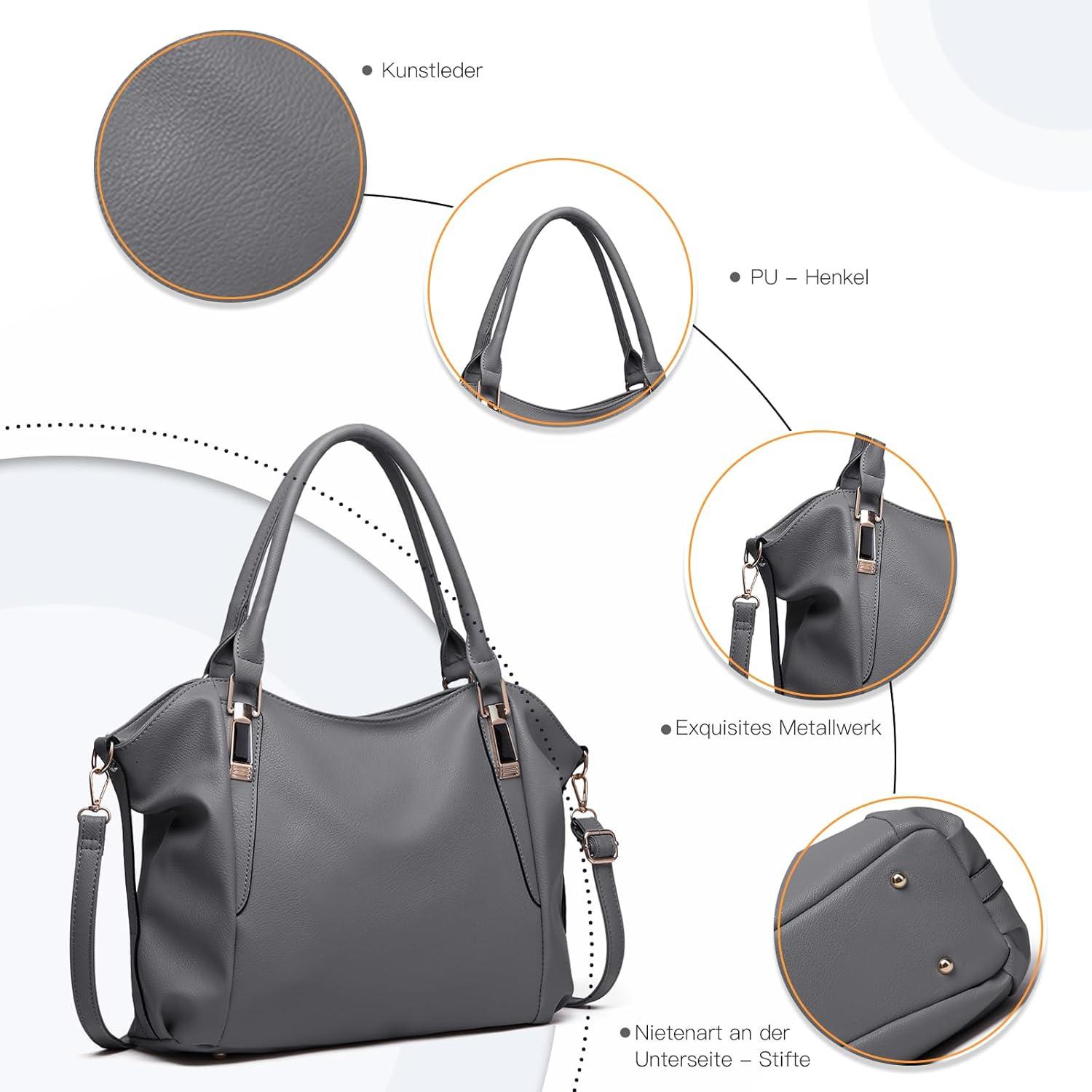 Miss Lulu Damen Handtasche Groß Shopper Tote Bag abnehmbarer Schultergurt PU