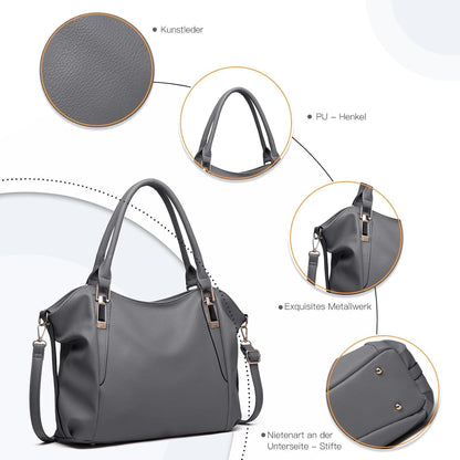 Miss Lulu Damen Handtasche Groß Shopper Tote Bag abnehmbarer Schultergurt PU