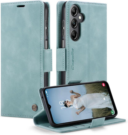 KZB Samsung Galaxy A14 5G/4G Handyhülle Leder RFID Flip Case Blau