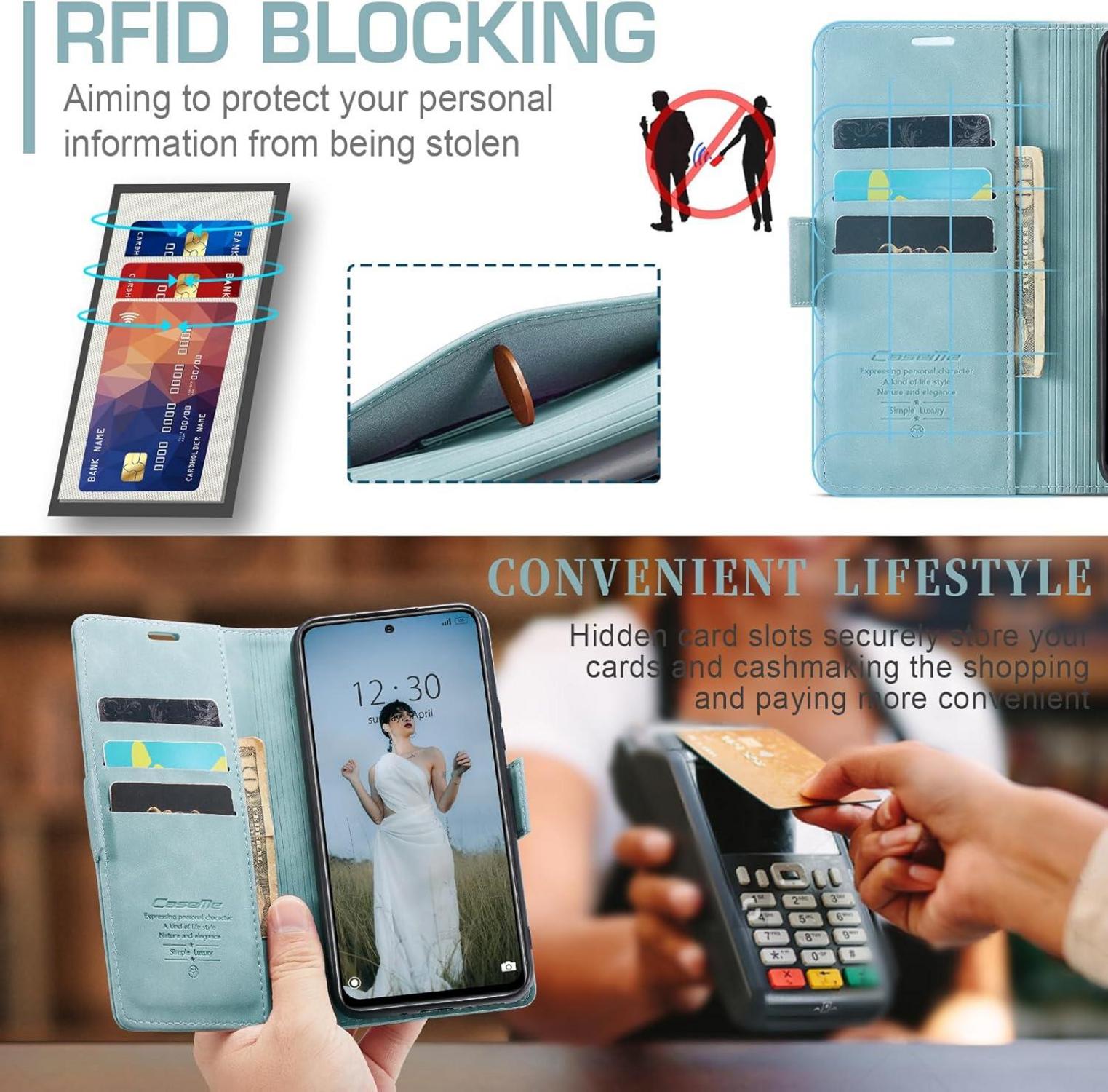 Xiaomi Redmi Note 12 4G Handyhülle Leder RFID Tasche Magnet