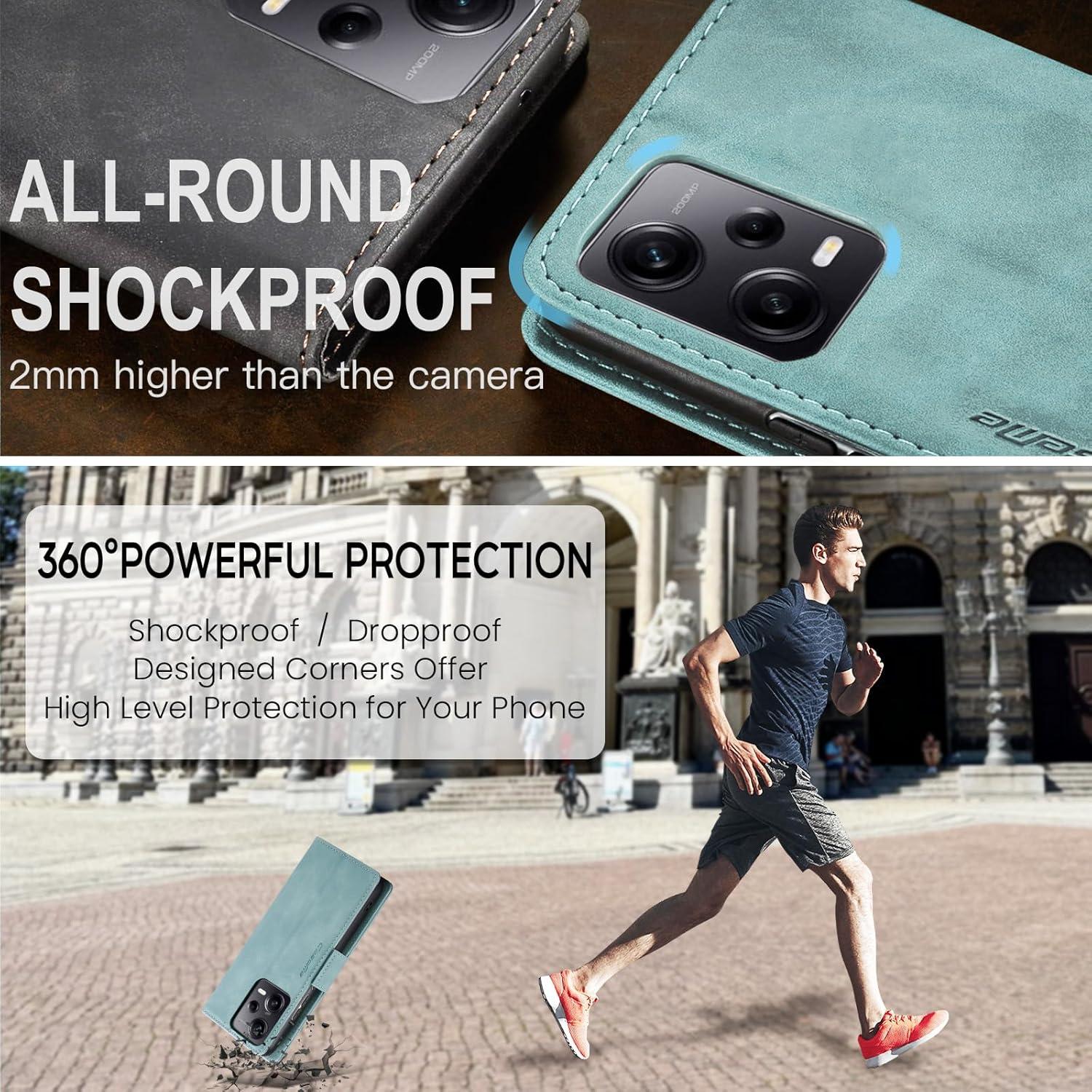 Xiaomi Redmi Note 12 Pro 5G Hülle Leder RFID Tasche Blau