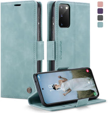 Samsung Galaxy S20 Hülle Leder Klappbar RFID Standfunktion Magnet Blau
