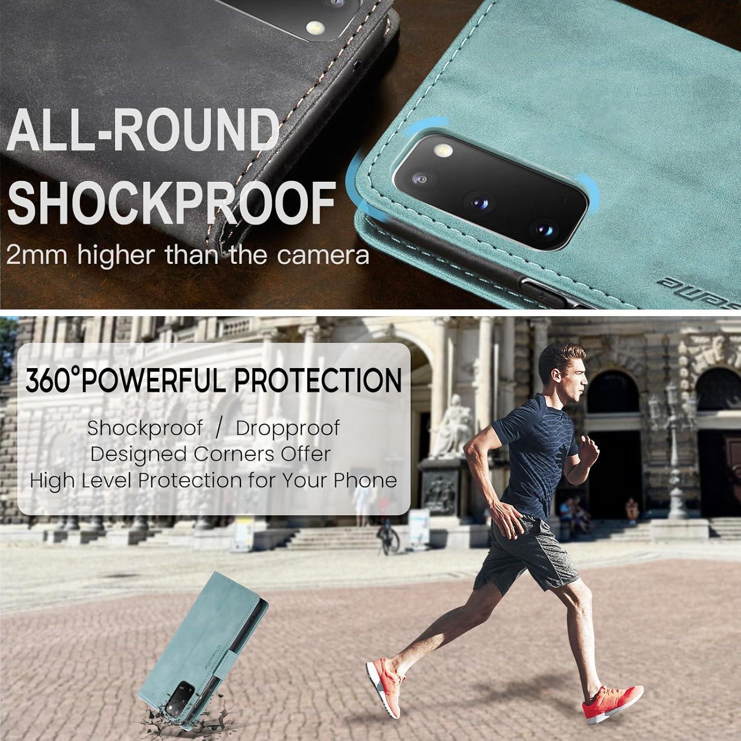Samsung Galaxy S20 Handyhülle Leder Flip Case RFID Schutzhülle Blau