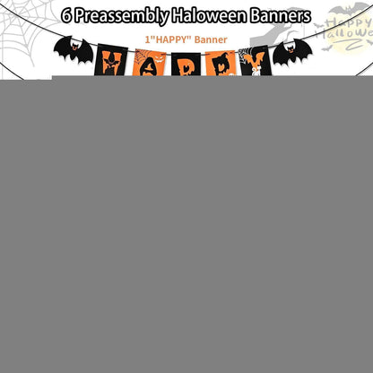 Halloween Deko Set Innen – Banner, Girlande & Hängedeko