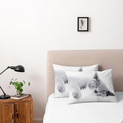 3D Katzen Bettwäsche Set 135x200 Weiß für Kinder