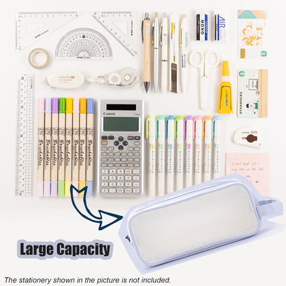 Großes Transparentes Federmäppchen Etui Schule Büro Teenager Blau