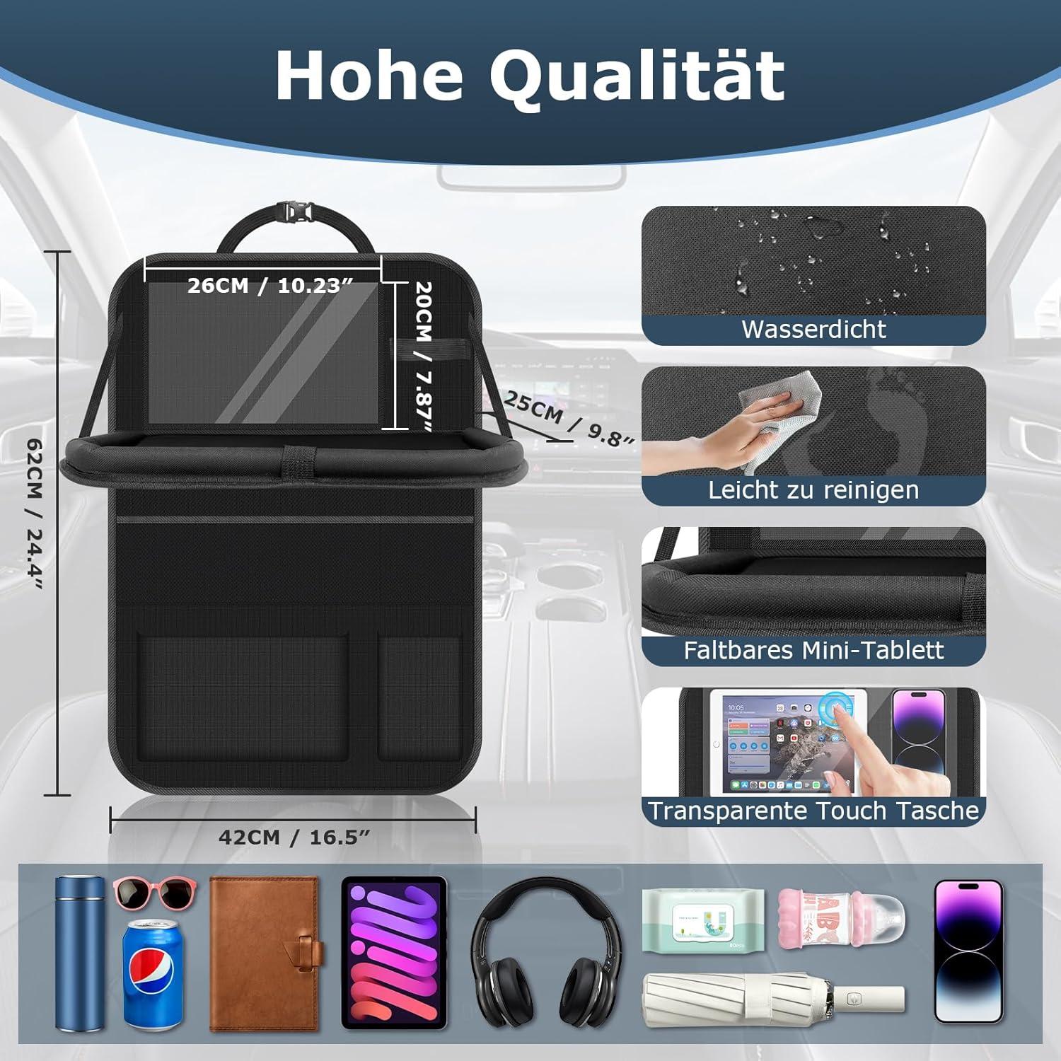 Auto Organizer Kinder Rückenlehnenschutz Tablet Tasche Klapptisch, 2 Stück