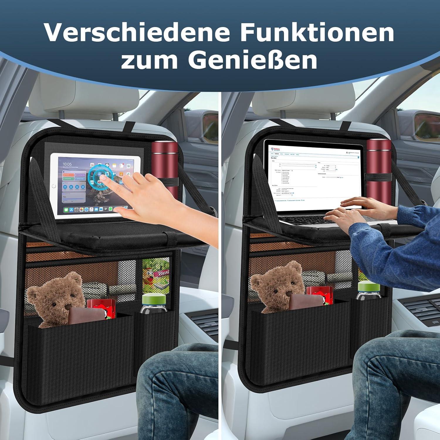 Auto Organizer Kinder Rückenlehnenschutz Wasserdicht 2er Set mit Klapptisch