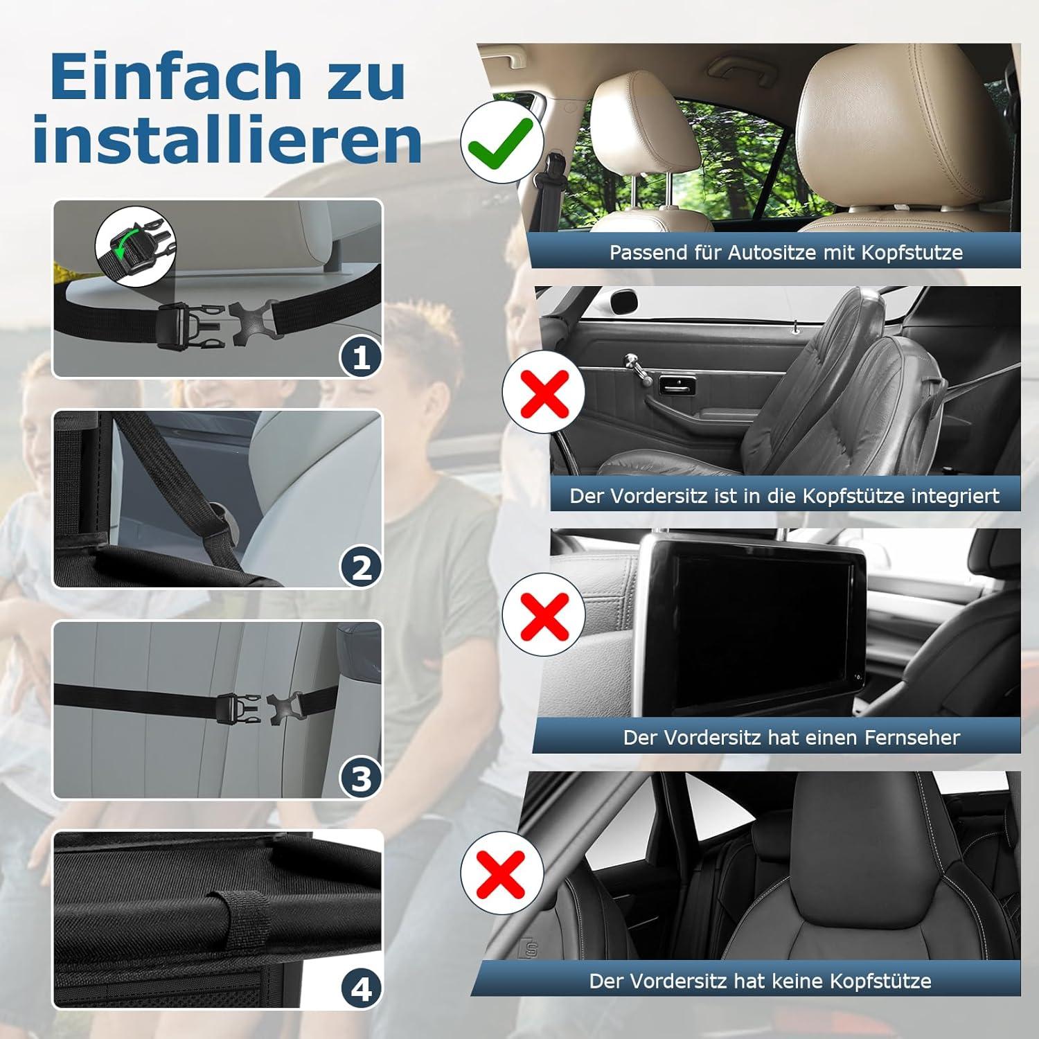 Auto Organizer Rückenlehnenschutz Kinder Wasserdicht Schwarz 2 Stk