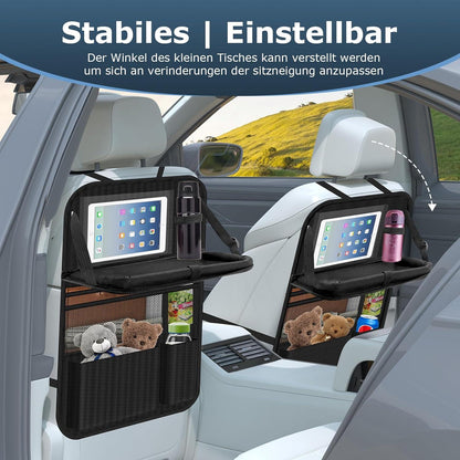Auto Organizer Kinder Rückenlehnenschutz Wasserdicht 2er Set mit Klapptisch