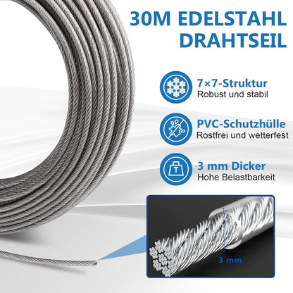 Wohnmobil Zubehör Kabelschloss Stahlseil 30m 3mm Drahtseil