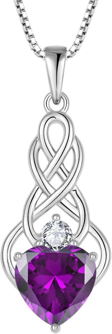 Keltischer Knoten Kette Damen 925 Silber Geburtsstein Anhänger