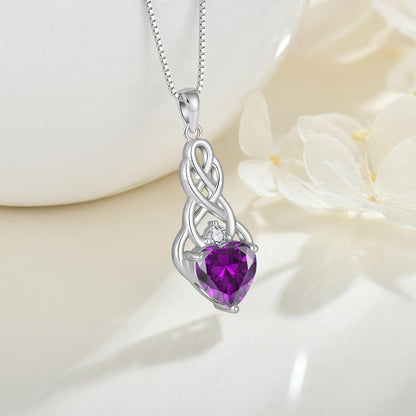 Keltischer Knoten Kette Damen 925 Silber Geburtsstein Anhänger