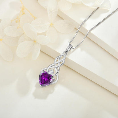 Unendlichkeit Keltischer Knoten Kette Damen 925 Sterling Silber Amethyst Mama-Geschenk