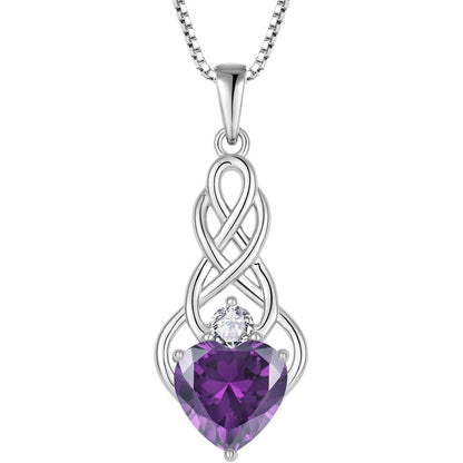 Kette Damen 925 Sterling Silber Keltischer Knoten Amethyst