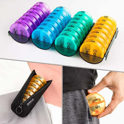 Pillendose 28 Tage 4-Wochen Medikamenten Organizer für Pillen