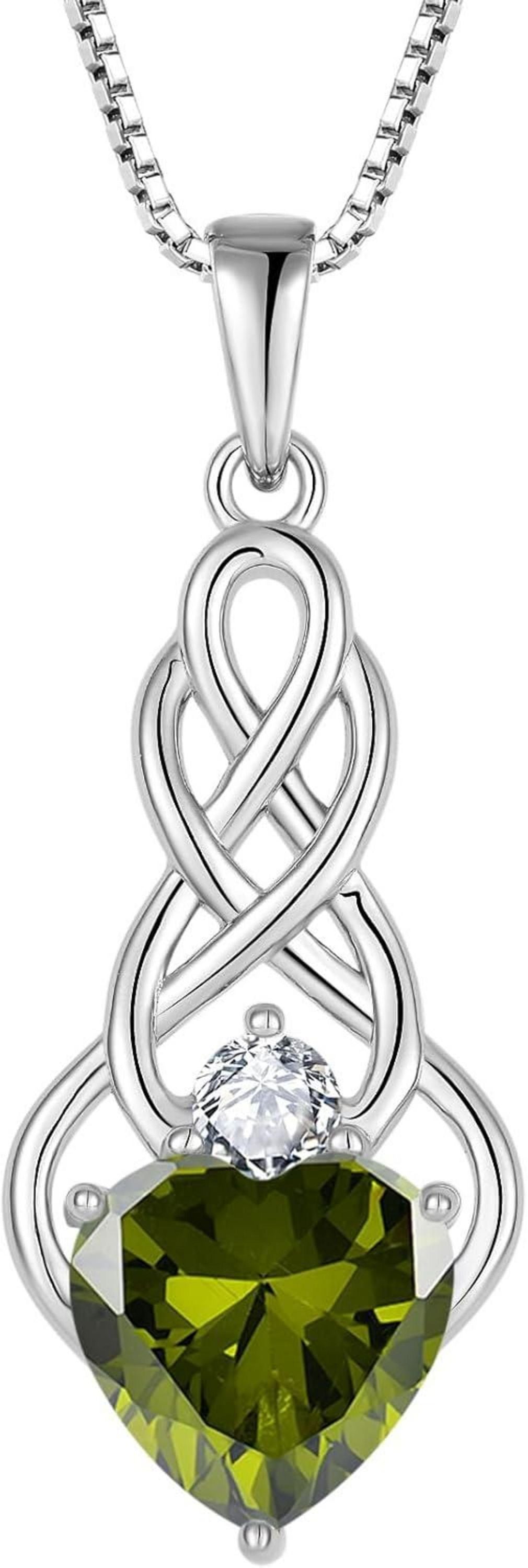 Keltischer Knoten Kette 925 Silber Geburtsstein Anhänger August