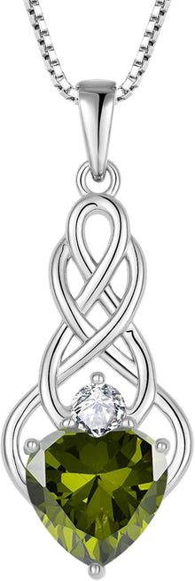 Keltischer Knoten Kette 925 Silber Geburtsstein Anhänger August