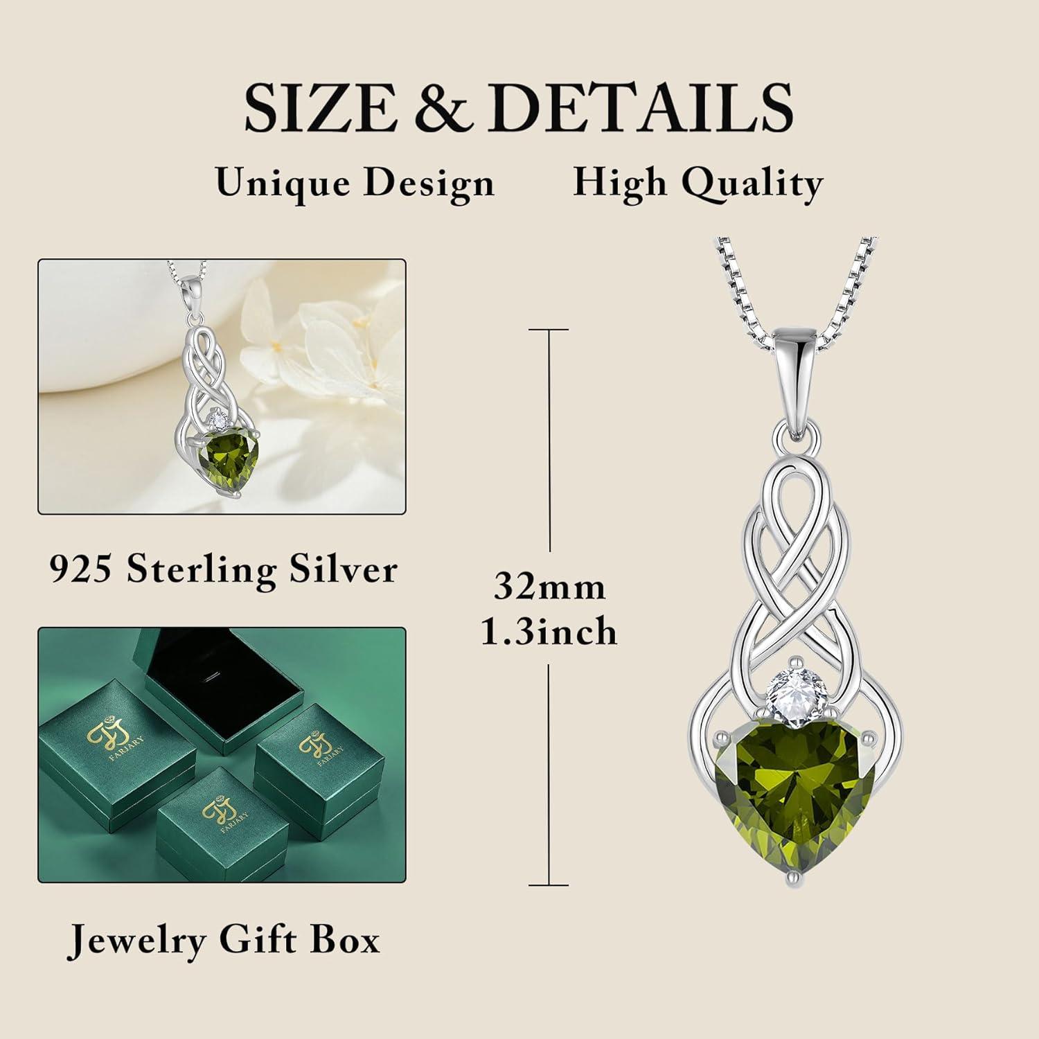 Unendlichkeit Keltischer Knoten Halskette 925 Silber Peridot August