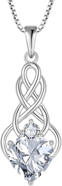 FJ Unendlichkeit Keltischer Knoten Geburtsstein Kette Silber Zirkonia