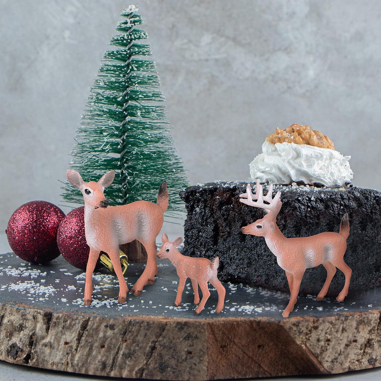 Weihnachtsbaum Figuren Set Miniatur Tannenbaum Hirsche Fuchs Eichhörchen 14tlg