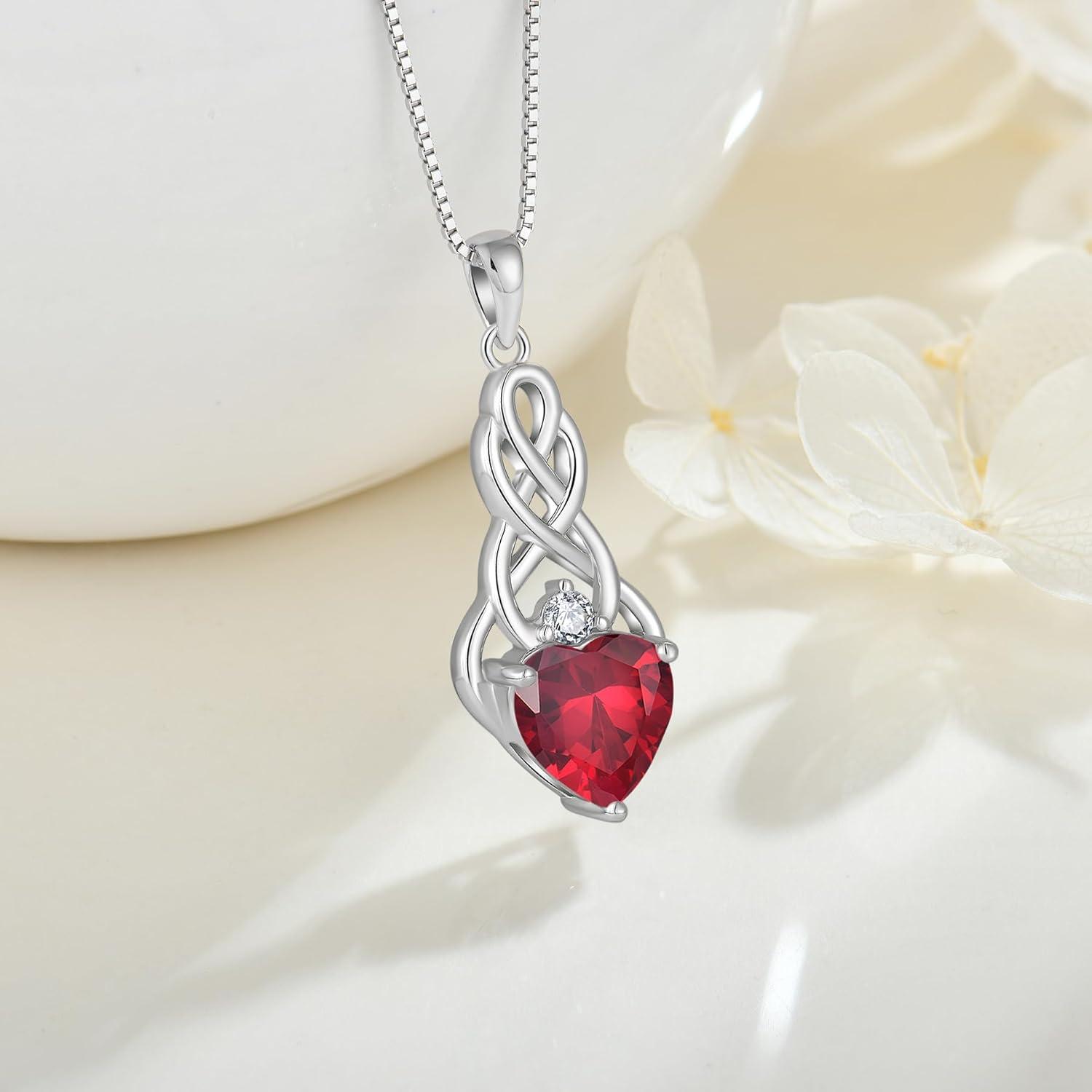 Unendlichkeit Keltischer Knoten Rubin Silber Anhänger für Damen