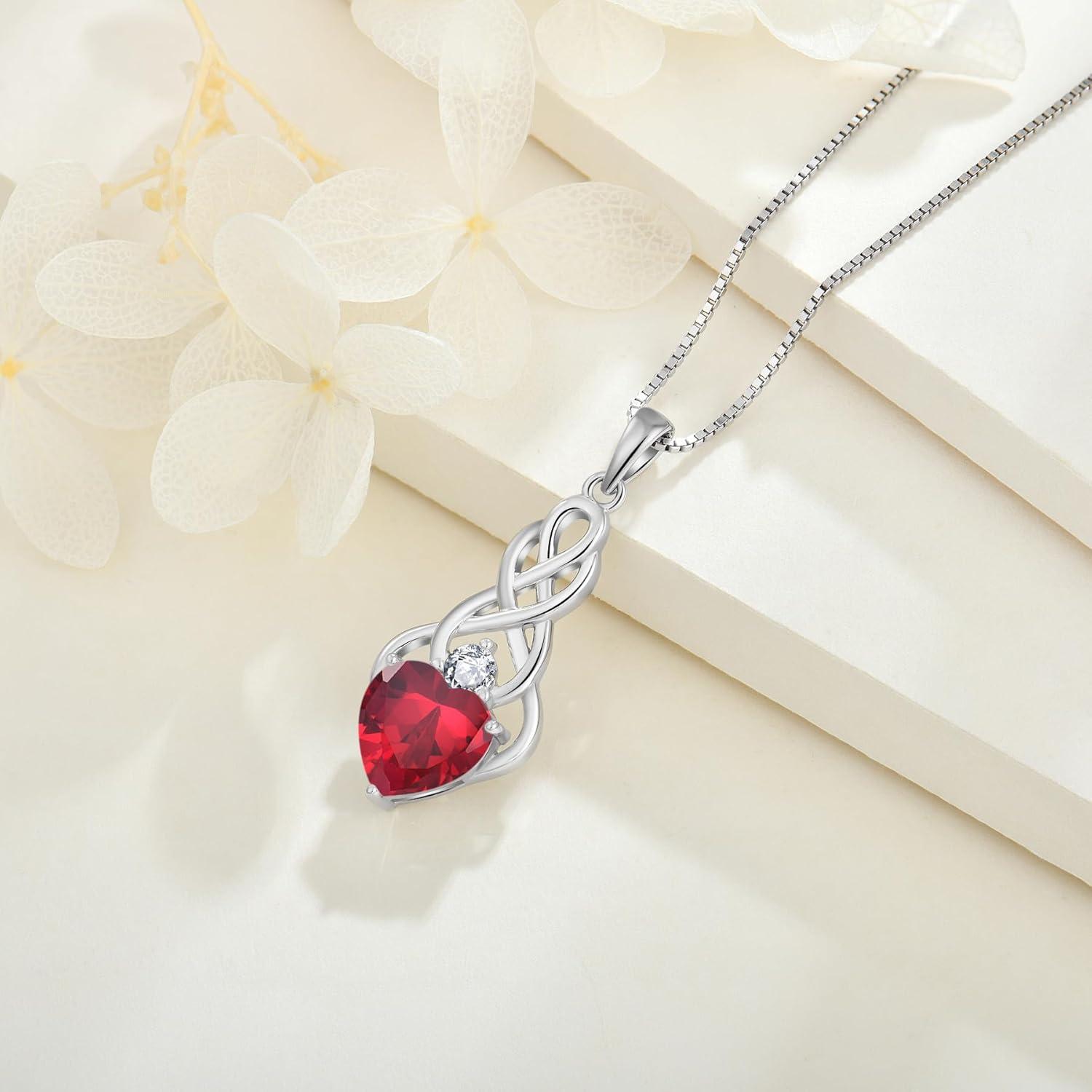 Unendlichkeit Keltischer Knoten Kette Sterling Silber Rubin Anhänger Mama Geschenk