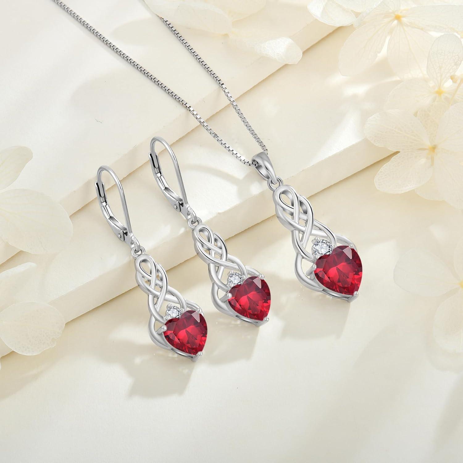 Keltischer Knoten Geburtsstein Kette 925 Sterling Silber Juli Rubin