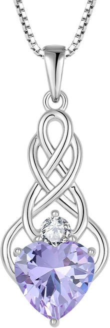 Keltischer Knoten Kette Damen 925 Silber Geburtsstein Anhänger Juni