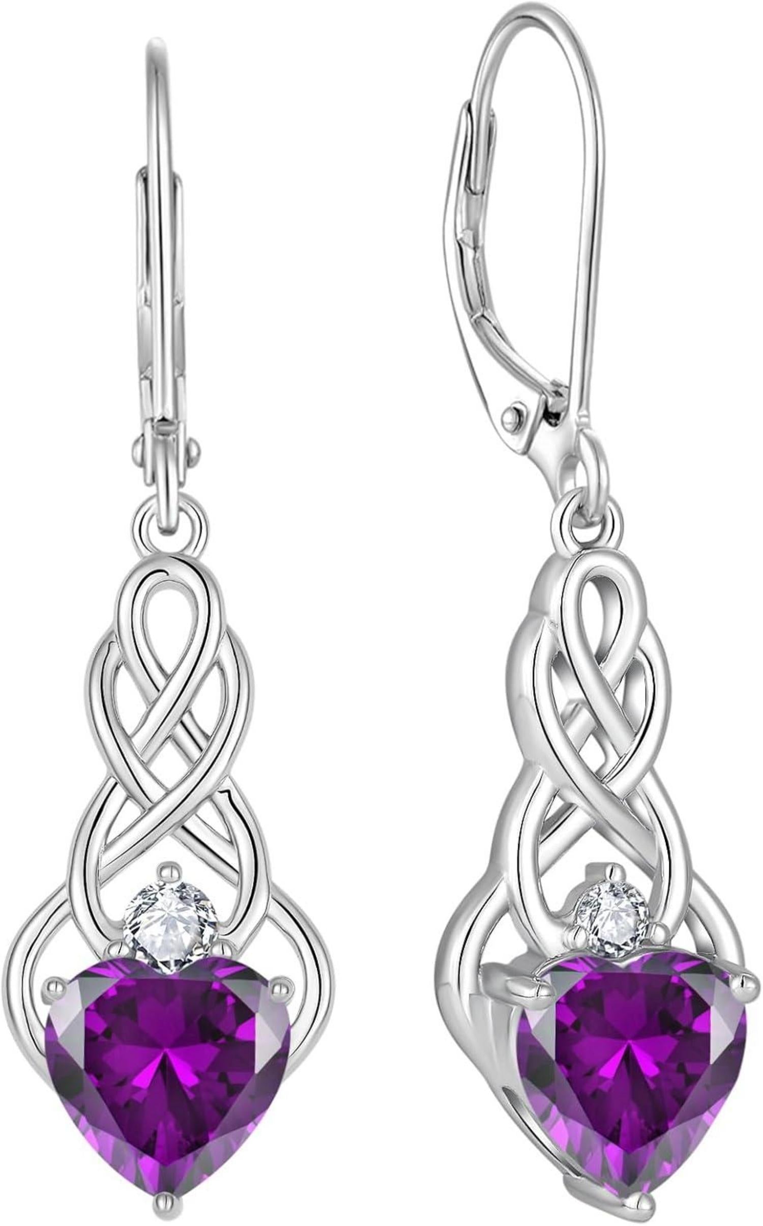 Keltischer Knoten Ohrringe Damen 925 Sterling Silber Amethyst