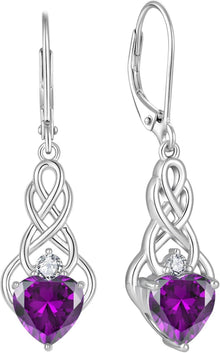 Keltischer Knoten Ohrringe Damen 925 Sterling Silber Amethyst