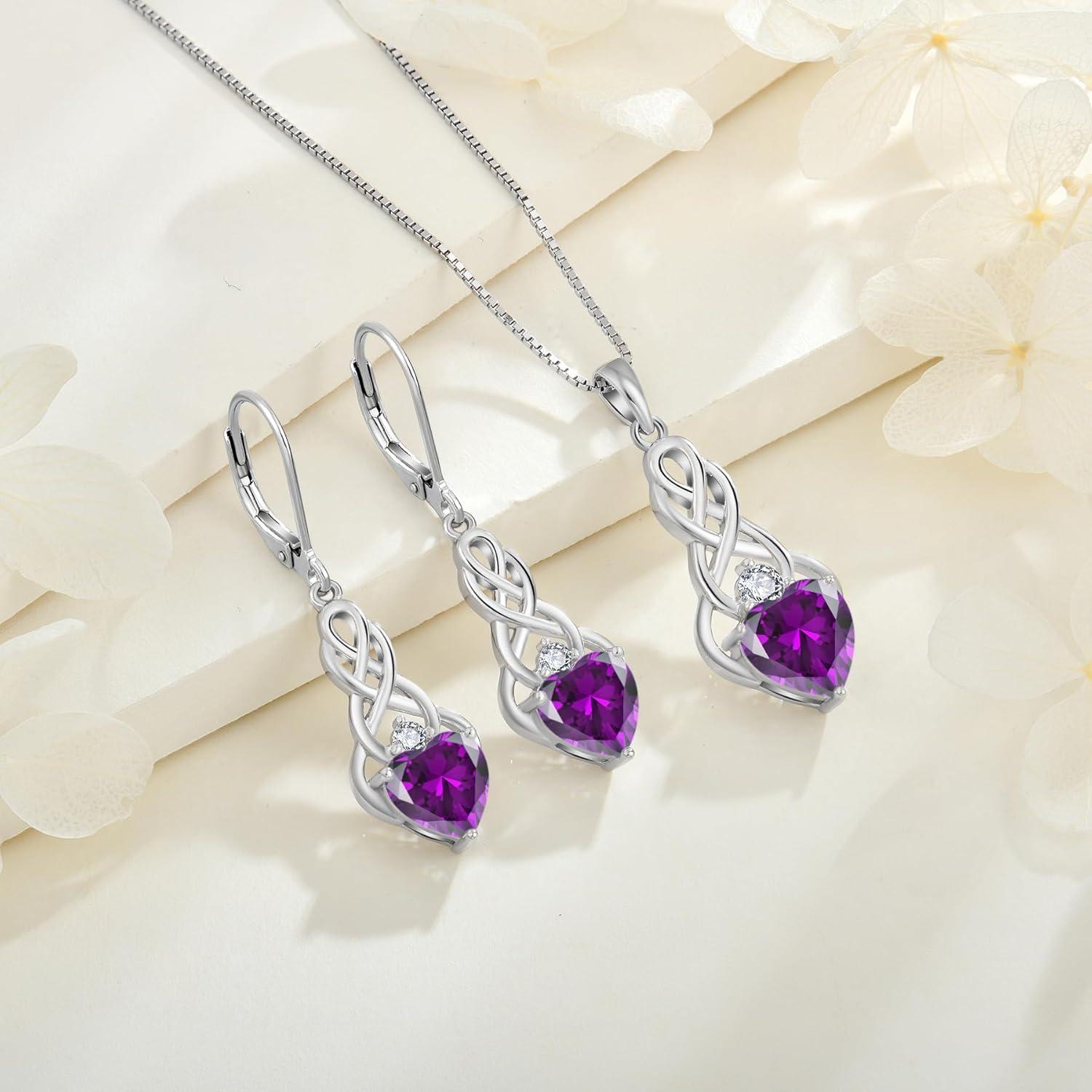 Unendlichkeits Knoten Ohrringe 925 Sterling Silber Geburtsstein Irisch Frauen