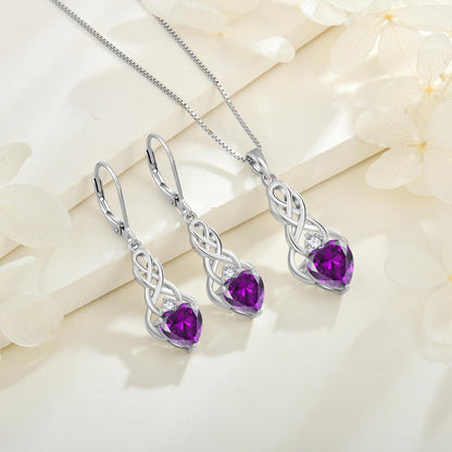 Unendlichkeits Knoten Ohrringe 925 Sterling Silber Geburtsstein Irisch Frauen