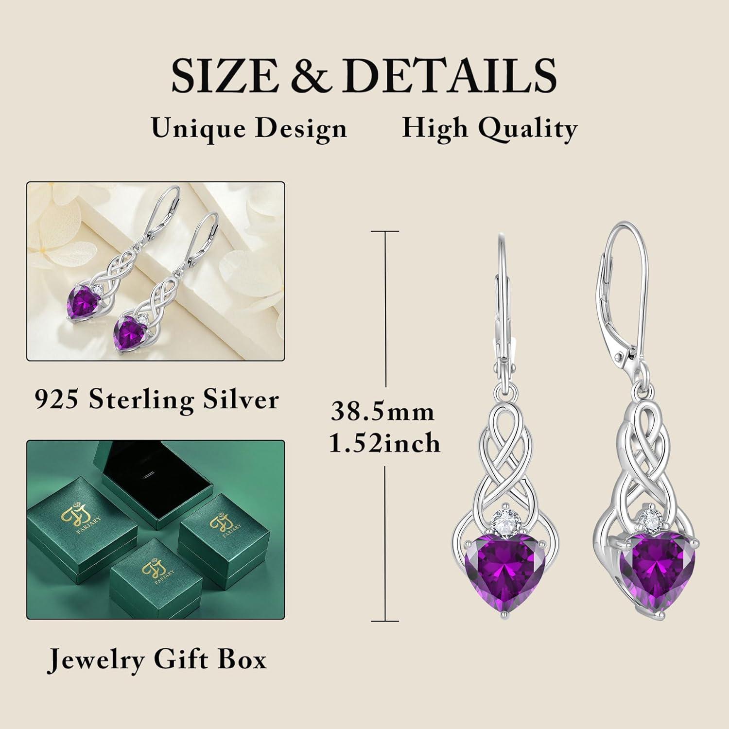Unendlichkeit Keltischer Knoten Ohrringe Damen 925 Silber Amethyst