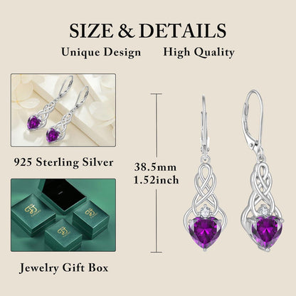 Unendlichkeit Keltischer Knoten Ohrringe Damen 925 Silber Amethyst