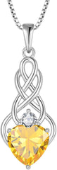 Keltischer Knoten Halskette 925er Citrin Anhänger Sterling Silber