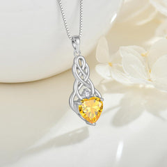 Keltischer Knoten Halskette 925er Citrin Anhänger Sterling Silber