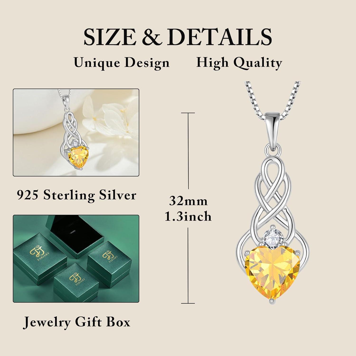Unendlichkeit Keltischer Knoten Kette 925 Silber Citrin November