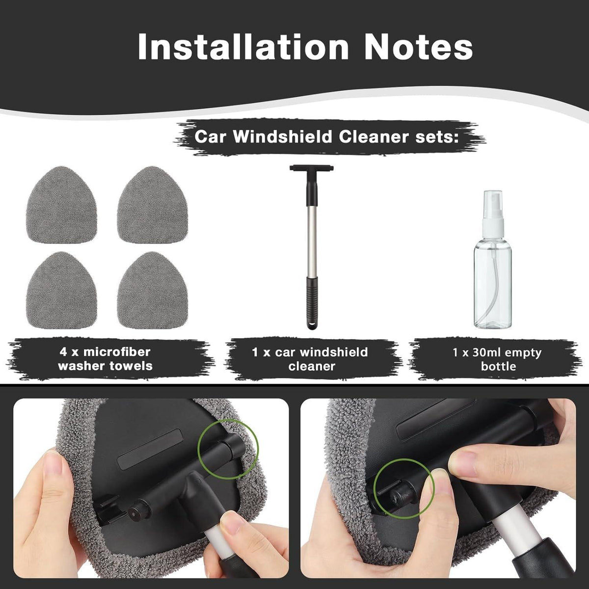 Auto Scheibenreiniger Set mit Verlängerung & Mikrofaserpads