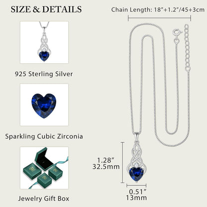 Kette Damen Unendlichkeit Keltischer Knoten 925 Sterling Silber Saphir